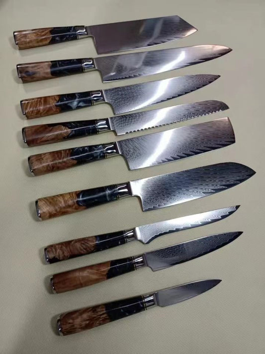 大马士革西式厨刀全套(欧式刀)